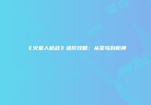 《火柴人枪战》进阶攻略：从菜鸟到枪神