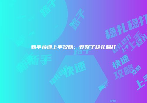 新手快速上手攻略：野路子稳扎稳打