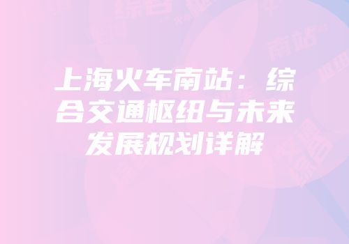 上海火车南站：综合交通枢纽与未来发展规划详解