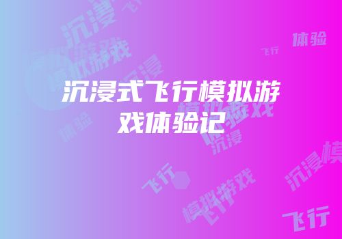 沉浸式飞行模拟游戏体验记