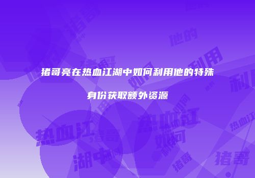猪哥亮在热血江湖中如何利用他的特殊身份获取额外资源
