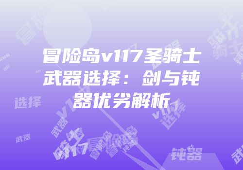 冒险岛v117圣骑士武器选择：剑与钝器优劣解析