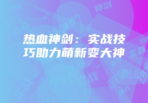 热血神剑：实战技巧助力萌新变大神