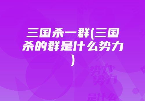 三国杀一群(三国杀的群是什么势力)