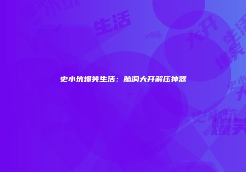史小坑爆笑生活：脑洞大开解压神器