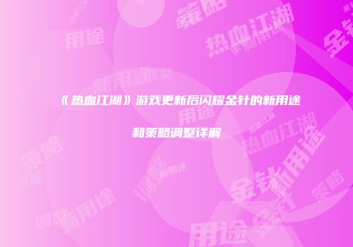 《热血江湖》游戏更新后闪耀金针的新用途和策略调整详解