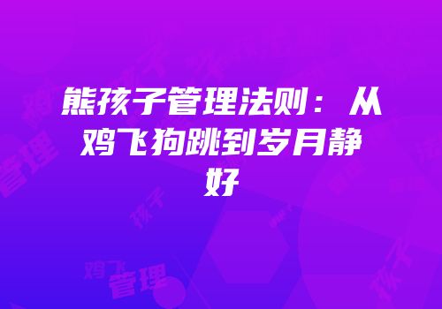 熊孩子管理法则：从鸡飞狗跳到岁月静好