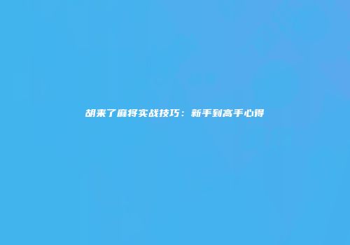 胡来了麻将实战技巧：新手到高手心得