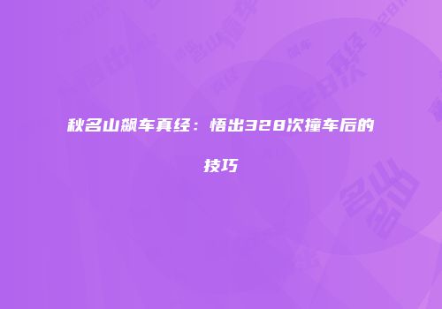 秋名山飙车真经：悟出328次撞车后的技巧