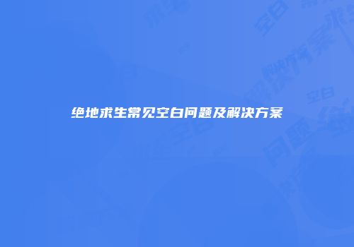 绝地求生常见空白问题及解决方案