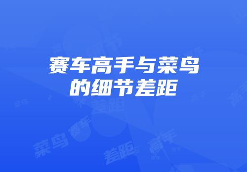 赛车高手与菜鸟的细节差距