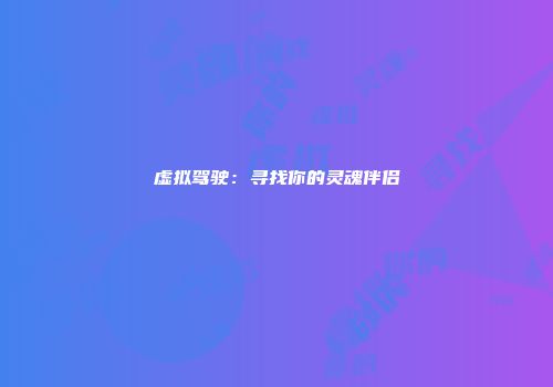 虚拟驾驶：寻找你的灵魂伴侣