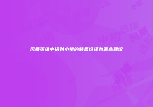 风暴英雄中招财小猪的装备选择有哪些建议