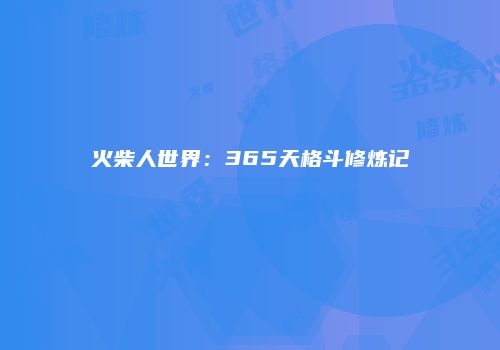 火柴人世界：365天格斗修炼记