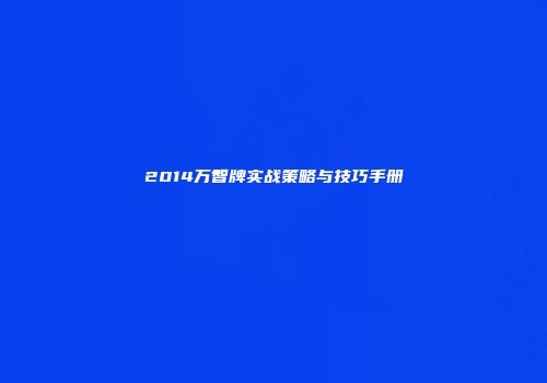 2014万智牌实战策略与技巧手册
