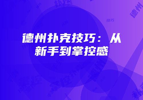德州扑克技巧：从新手到掌控感