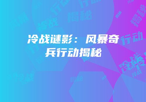 冷战谜影：风暴奇兵行动揭秘