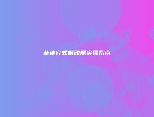 菲律宾式制动器实操指南