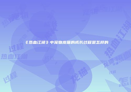 《热血江湖》中宠物龙猫的成长过程是怎样的