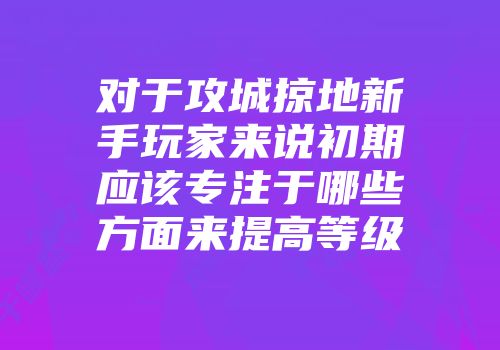 对于攻城掠地新手玩家来说初期应该专注于哪些方面来提高等级