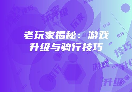 老玩家揭秘：游戏升级与骑行技巧