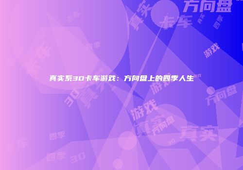 真实系3D卡车游戏：方向盘上的四季人生