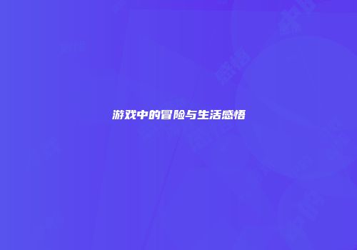 游戏中的冒险与生活感悟