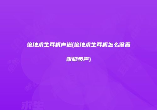 绝地求生耳机声道(绝地求生耳机怎么设置听脚步声)