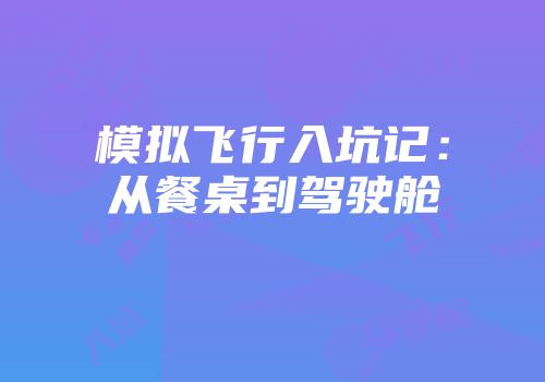模拟飞行入坑记：从餐桌到驾驶舱