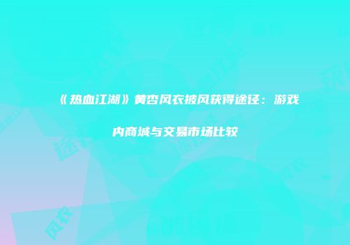 《热血江湖》黄杏风衣披风获得途径：游戏内商城与交易市场比较