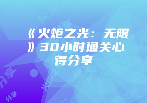 《火炬之光：无限》30小时通关心得分享