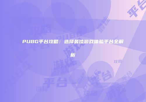PUBG平台攻略：选择最佳游戏体验平台全解析
