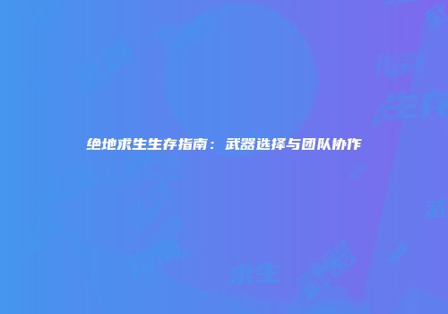 绝地求生生存指南：武器选择与团队协作
