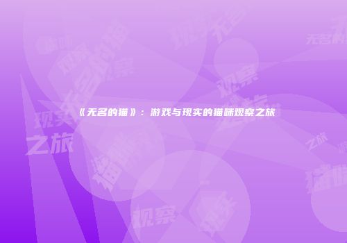 《无名的猫》：游戏与现实的猫咪观察之旅