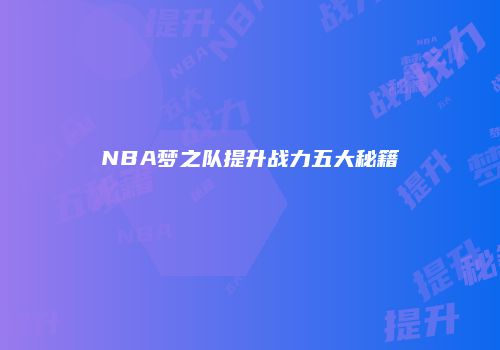 NBA梦之队提升战力五大秘籍