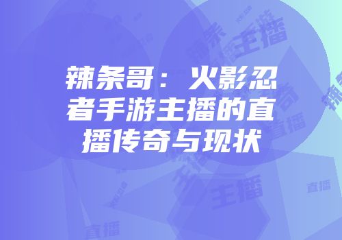 辣条哥：火影忍者手游主播的直播传奇与现状