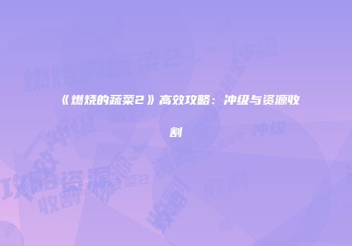 《燃烧的蔬菜2》高效攻略：冲级与资源收割
