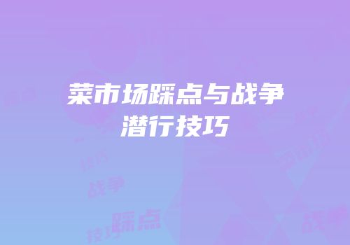 菜市场踩点与战争潜行技巧
