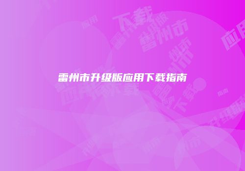 雷州市升级版应用下载指南