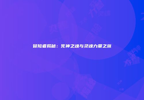 冒险者揭秘：死神之魂与灵魂力量之旅
