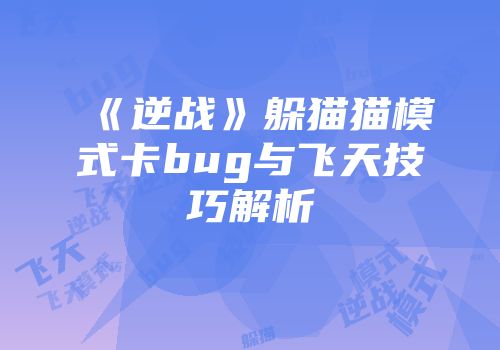 《逆战》躲猫猫模式卡bug与飞天技巧解析