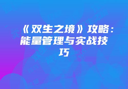 《双生之境》攻略：能量管理与实战技巧