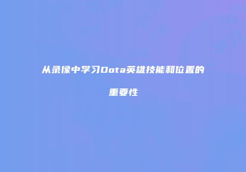 从录像中学习Dota英雄技能和位置的重要性