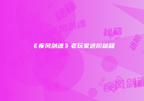 《疾风剑魂》老玩家进阶秘籍