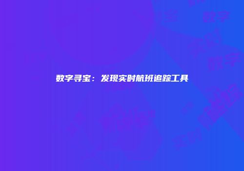 数字寻宝:发现实时航班追踪工具