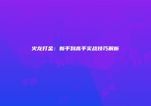 火龙打金：新手到高手实战技巧解析
