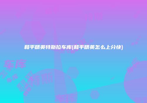 和平精英特斯拉车库(和平精英怎么上分快)