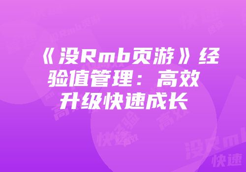 《没Rmb页游》经验值管理：高效升级快速成长