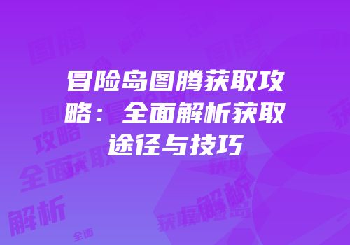 冒险岛图腾获取攻略：全面解析获取途径与技巧