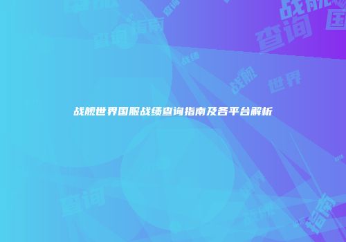 战舰世界国服战绩查询指南及各平台解析